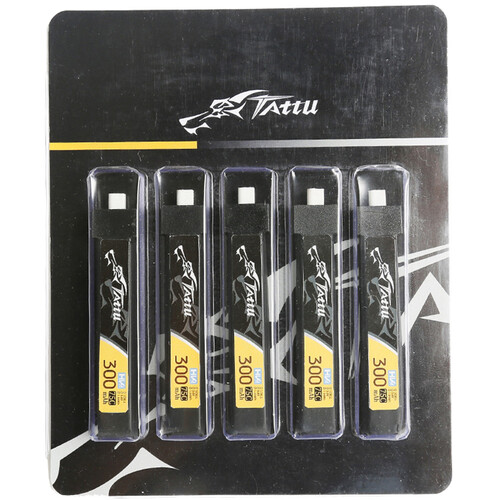 Tattu 300mAh 1S 75C 3.8V High Voltage LiPo Battery Pack with JST-PHR 2.0 Plug (5-Pack)