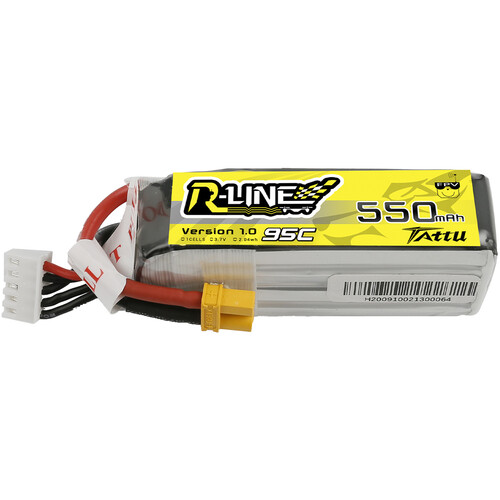 Tattu 550mAh 4S 95C 14.8V R-Line LiPo Battery Pack with XT30 Plug