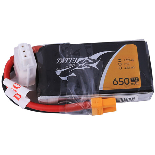 Tattu 650mAh 2S 75C 7.4V LiPo Battery Pack with XT30 Plug
