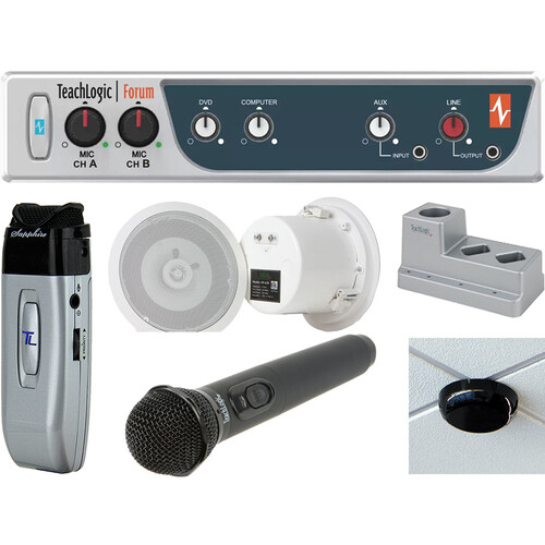 TeachLogic Forum Wireless System with Hands-Free + Handheld Mics, Charger & Ceiling Speakers