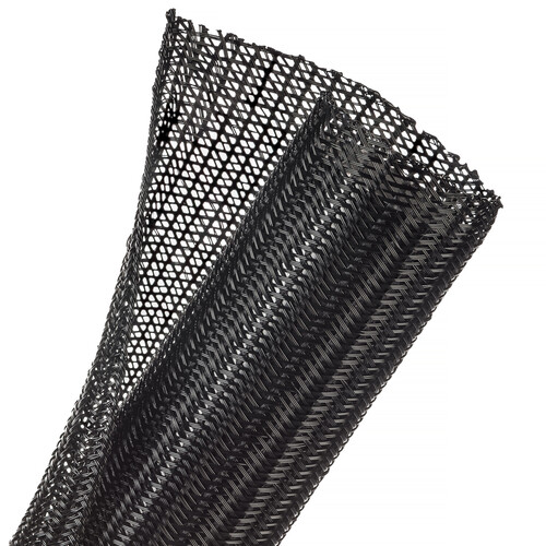 Techflex Flexo F6 Cable Sleeving Wrap (2" Diameter, 25' Length, Black)