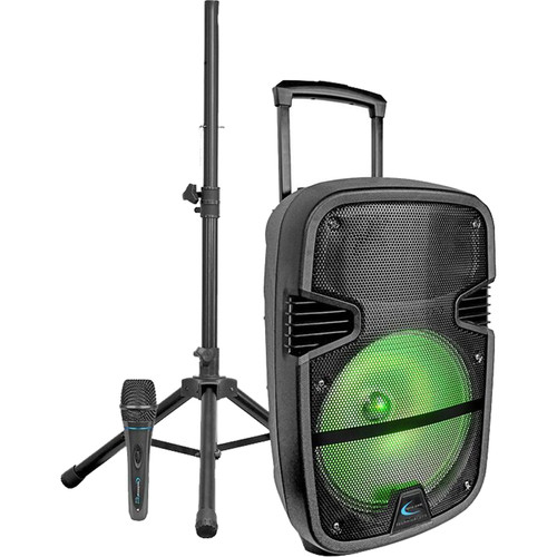 Technical Pro PB14PKG LED Package Rechargeable LED 12" Active Wireless Loudspeaker Package with Tripod, Microphone, and Cable