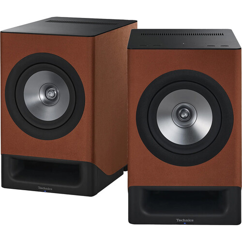 Technics SC-CX700 2-Way Active Wireless Bookshelf Speakers (Terracotta Brown, Pair)