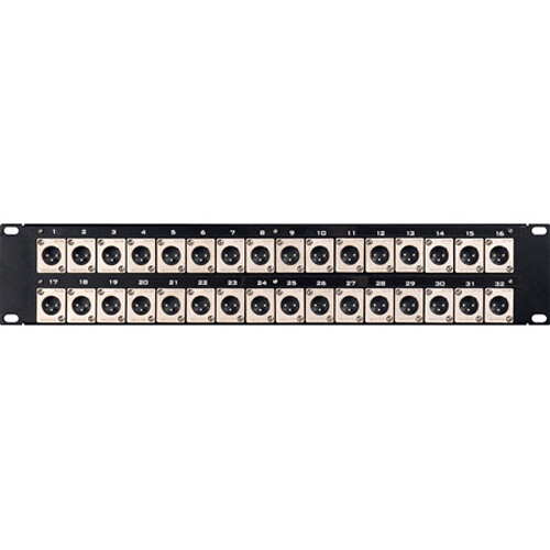 TecNec 32-Port Flush-Mount Male XLR to Solder Point Patch Panel (2 RU)