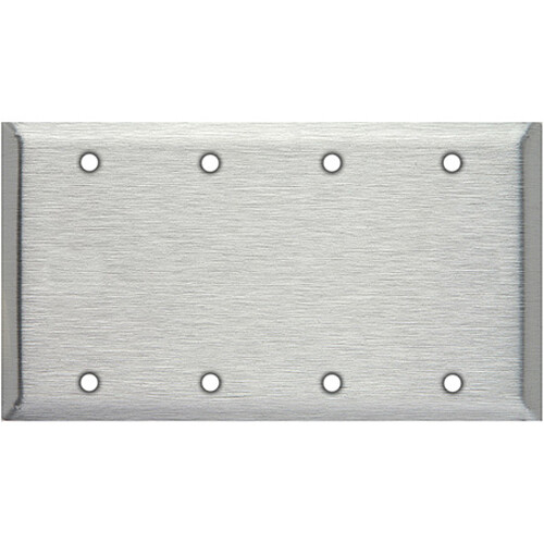 TecNec 4-Gang Blank Wall Plate (Stainless Steel)