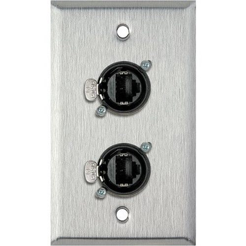 TecNec WPL-1168 1-Gang Stainless Wall Plate with 2 Neutrik RJ45 to Rear IDC110 Terminals