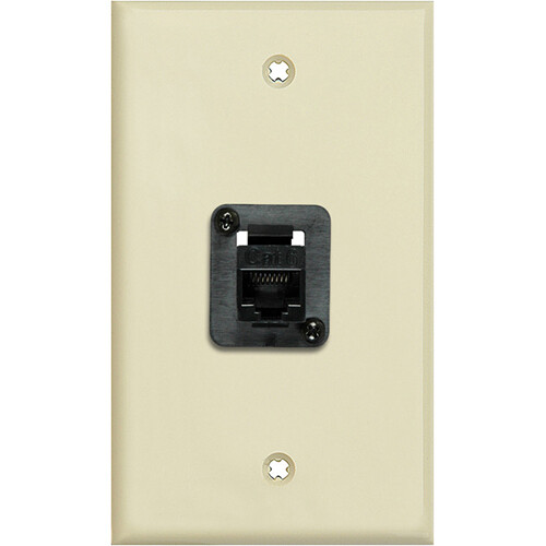 TecNec 1-Gang Ivory Lexan Wall Plate with 1 CAT-6 RJ45 F-F Feedthrough