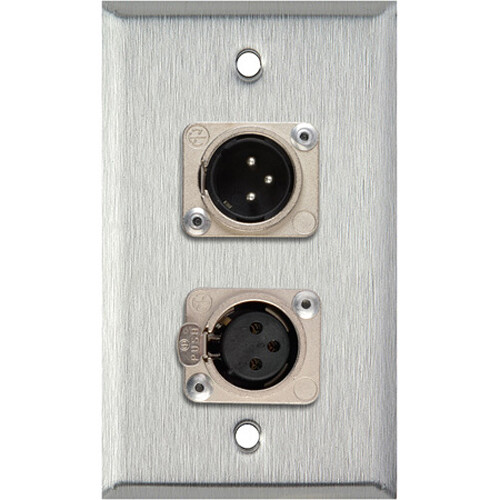 TecNec 1-Gang Wall Plate with with XLR Male & Female Connectors (White Lexan)