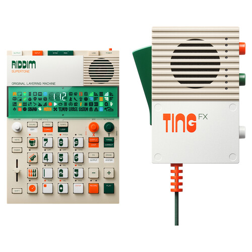teenage engineering EP-40 RIDDIM Sampler Composer Kit with EP-2350 TING FX Handheld Microphone