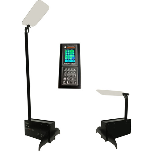 Telescript 2-Motorized Public Speaking Telescoping Poles/Adjustable Heights/12x14" Beamsplitter,RC/Case
