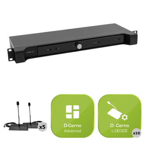 TELEVIC D-Cerno Decide Voting System Bundle for Meetings with 10 Microphones and Base Stations