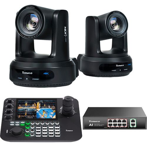 Tenveo All-in-One UHD 4K SDI/HDMI/IP/NDI PTZ 2-Camera Kit with Joystick Controller