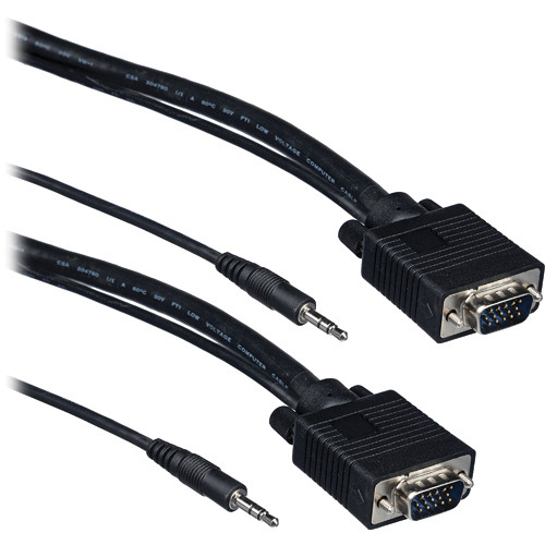 Tera Grand SVGA 15-Pin Male to Male Cable with 3.5mm Stereo Audio (6')