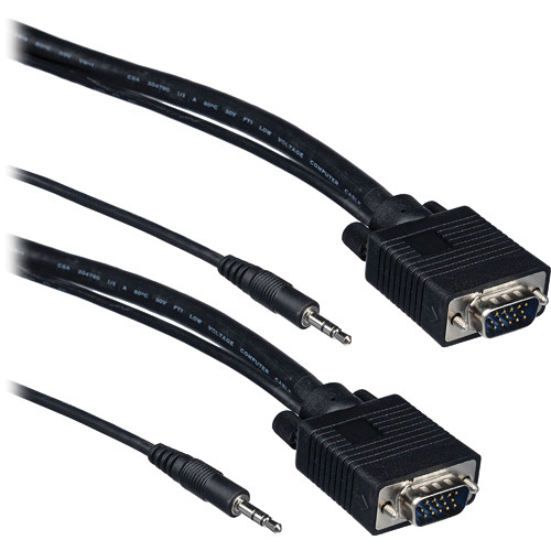 Tera Grand SVGA 15-Pin Male to Male Cable with 3.5mm Stereo Audio (35')