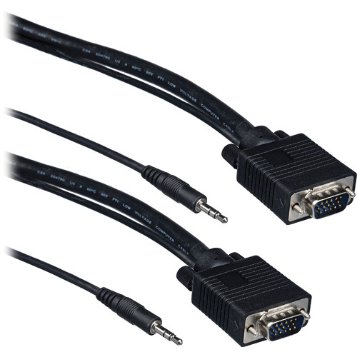 Tera Grand SVGA 15-Pin Male to Male Cable with 3.5mm Stereo Audio (50')