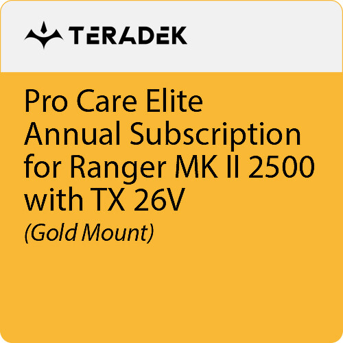 Teradek Pro Care Elite Annual Subscription for Ranger MK II 2500 Transmitter (26V Gold Mount)