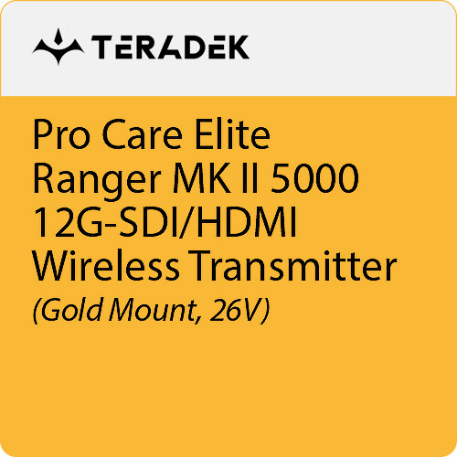 Teradek Pro Care Elite Annual Subscription for Ranger MK II 5000 Transmitter (26V Gold Mount)