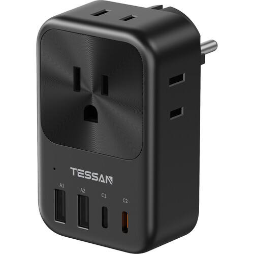 Tessan US to Europe AC/USB Travel Adapter