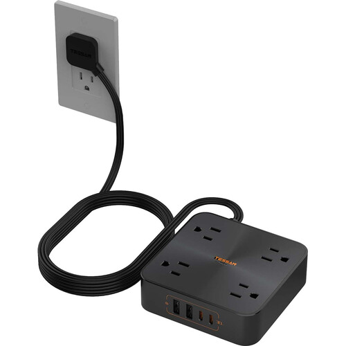 Tessan Fast-Charging Surge Protector with 4-Outlets, 2 USB-A & 2 USB-C (6', Flat Plug)