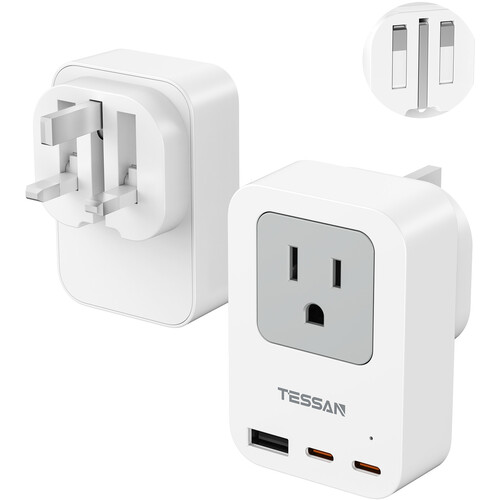 Tessan 4-in-1 US-to-UK Travel Adapter with USB