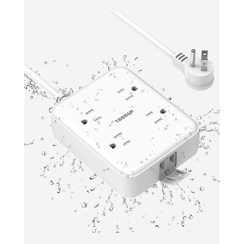 Tessan 4-Outlet Outdoor Waterproof Surge Protector with 2 USB Ports (6')