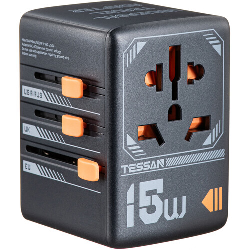 Tessan 15W Universal Travel Adapter with USB Charging