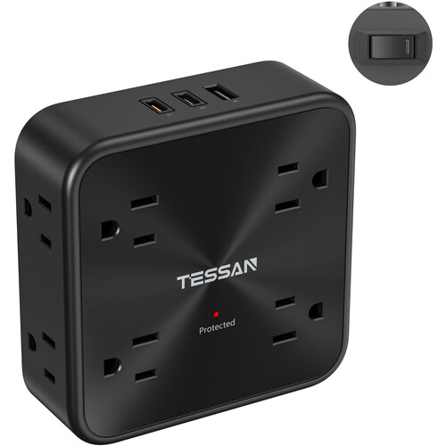 Tessan 11-in-1 AC/USB Wall Outlet Extender with Surge Protection