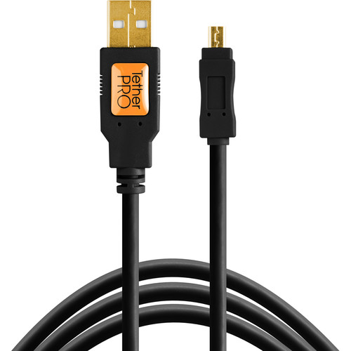 Tether Tools TetherPro USB-A 2.0 to Mini-B 8-Pin Cable (15', Black)