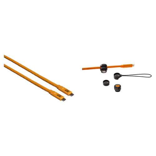Tether Tools TetherPro USB-C Male Cable with TetherGuard Camera & Cable Support Kit (15', Orange)