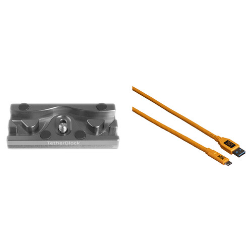 Tether Tools TetherPro USB 3.0 Type-C to Type-A Cable & TetherBLOCK QR Plus Quick Release Plate Kit