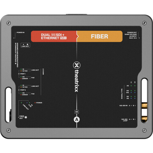 Theatrixx Technologies Dual 12G-SDI + Ethernet PoE++ to Single-Mode OpticalCON Quad Fiber Converter