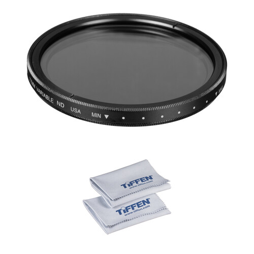 Tiffen Variable ND Filter with 2-Pack Microfiber Cloth Kit (77mm, 2 to 8-Stop)