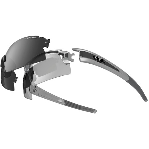 Tifosi Escalate H.S. Interchangeable Sunglasses Kit (Silver Gunmetal - Smoke, Fototec: Light Night & Smoke)