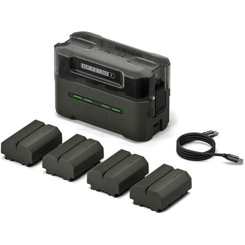 Tilta NP-FZ100 Kit with 4 Batteries and 4-Bay USB Charger (Green)