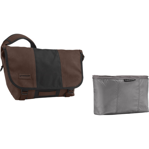 Timbuk2 Classic Messenger Bag with Snoop Insert (Small, Dark Brown / Black)