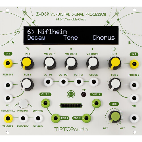 Tiptop Z-DSP Voltage-Controlled Digital Signal Processor Eurorack Module (28 HP, White)