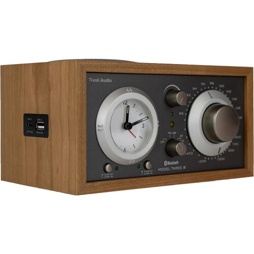 Tivoli Model Three BT Bluetooth Clock Radio with USB Charging (2025, Cherry/Metallic Taupe)