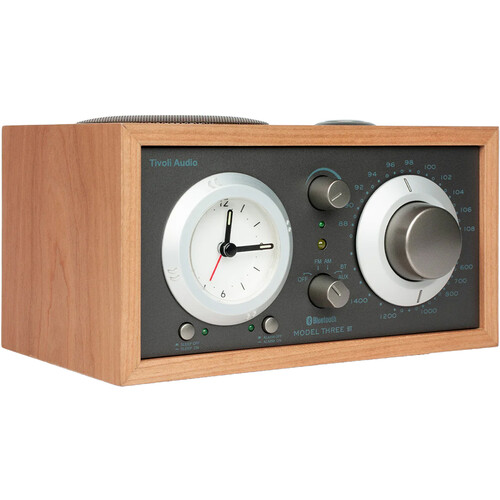 Tivoli Model Three BT Bluetooth Clock Radio with USB Charging (Cherry/Taupe)