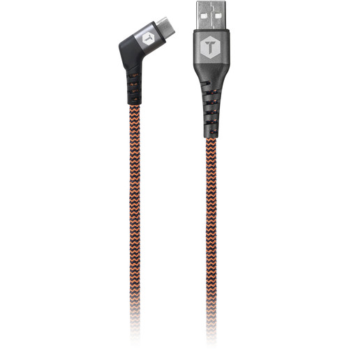 ToughTested Braided Right Angle USB Type-C Male to USB Type-A Male Cable (6')