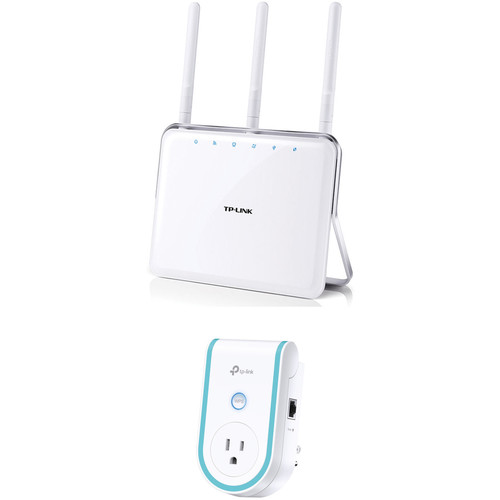 TP-Link ARCHER C8 Dual Band Wireless AC1750 Gigabit Router with TP-Link RE360 AC1200 Dual-Band Wireless Range Extender Kit