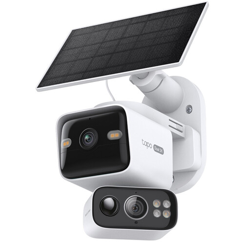 TP-Link Tapo C645D Solar-Powered Outdoor Dual Lens Pan & Tilt Security Camera Kit with Night Vision & Spotlights