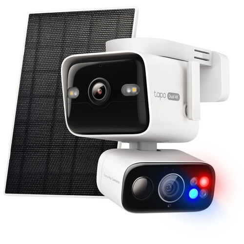 TP-Link Tapo C675D Solar-Powered Outdoor Dual Lens Pan & Tilt Security Camera Kit with Night Vision & Spotlights