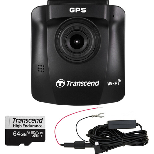 Transcend DrivePro 230 1080p Dash Camera with Hardwire Power Cable & 64GB microSD Card (10-Pack)