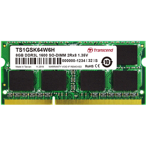 Transcend 8GB DDR3L 1600 MHz CL11 SO-DIMM Memory TS1GSK64W6H B&H
