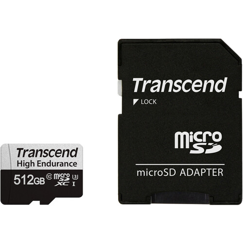 Transcend 512GB High Endurance 350V UHS-I microSDXC Memory Card with SD Adapter