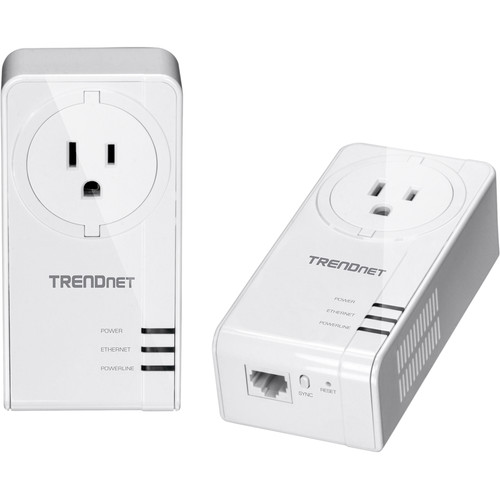 TRENDnet TPL-423E2K Powerline 1300 AV2 Adapter Kit with Built-In Outlet