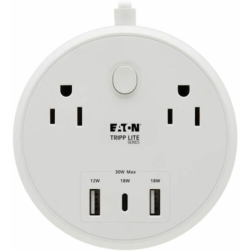 Tripp Lite Safe-IT 30W 2-Outlet Surge Protector with 3 USB Ports (White)