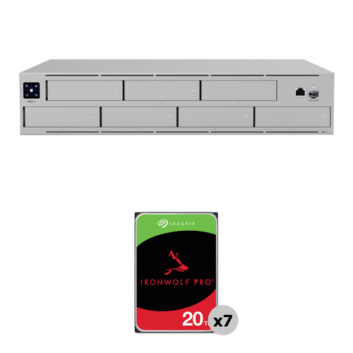 Ubiquiti 140TB UNAS Pro 7-Bay NAS Enclosure Kit with Seagate IronWolf Pro Drives (7 x 20TB)