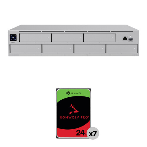 Ubiquiti 168TB UNAS Pro 7-Bay NAS Enclosure Kit with Seagate IronWolf Pro Drives (7 x 24TB)