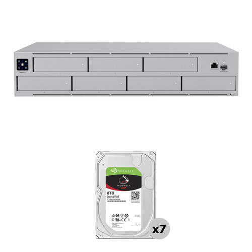 Ubiquiti 56TB UNAS Pro 7-Bay NAS Enclosure Kit with Seagate IronWolf Drives (7 x 8TB)